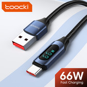 Cablu USB C Toocki 6A PD 100W Afișaj digital Tip C Cablu de date de încărcare rapidă pentru Huawei Samsung Xiaomi POCO F3 Realme Oneplus