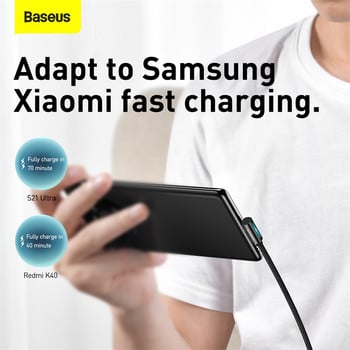 Baseus PD 100W USB Type C към USB C кабел 5A зарядно устройство за бързо зареждане USB-C 90 градуса дата кабел за Xiaomi Samsung S21 Type-C кабел
