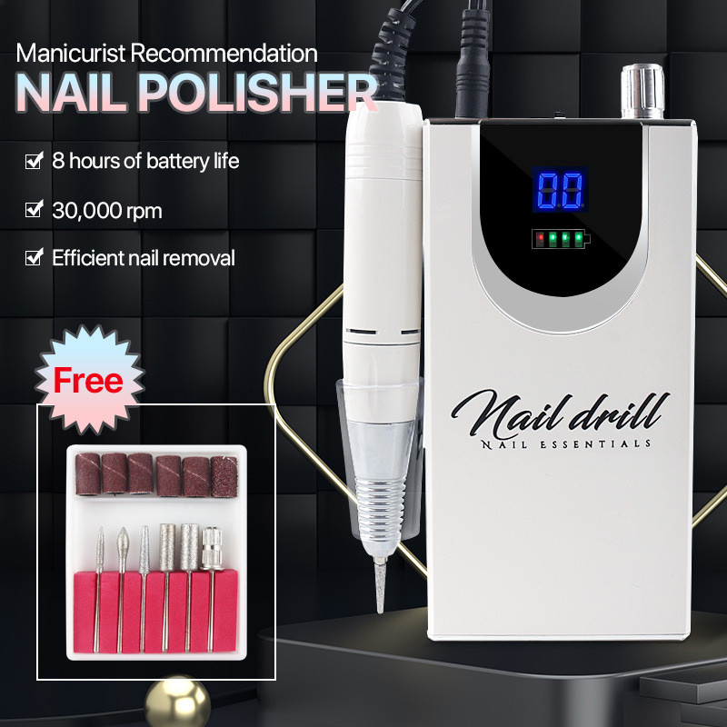 Mașină electrică de găurit unghii 30000 RPM Mașină încorporată cu baterie 2200mAh Dispozitiv portabil de șlefuit pentru unghii Pedichiură Dispozitiv de șlefuit Instrument pentru unghii