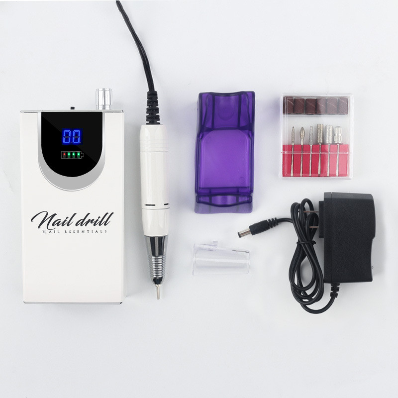 Mașină electrică de găurit unghii 30000 RPM Mașină încorporată cu baterie 2200mAh Dispozitiv portabil de șlefuit pentru unghii Pedichiură Dispozitiv de șlefuit Instrument pentru unghii
