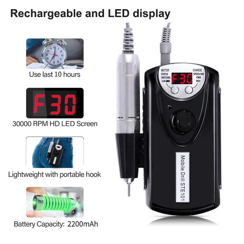 30000 RPM elektrinė nagų gręžimo mašina manikiūro gręžimo mašina pedikiūro gręžimo mašina profesionalus nagų gręžimo salonas, stiprūs nagų gręžimo įrankiai