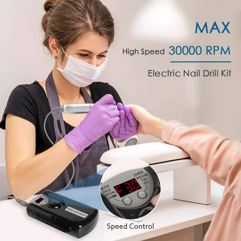 30000 RPM elektrinė nagų gręžimo mašina manikiūro gręžimo mašina pedikiūro gręžimo mašina profesionalus nagų gręžimo salonas, stiprūs nagų gręžimo įrankiai