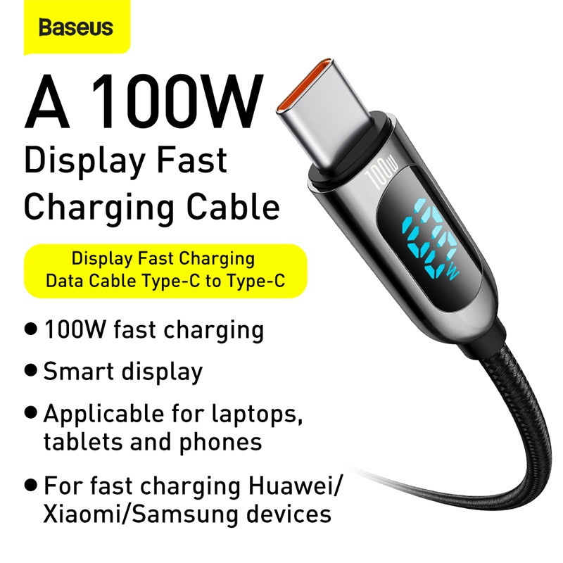 Baseus PD 100 W USB C-C-tüüpi USB-kaabli kaabel kiirlaadimislaadija juhe USB-C-tüüpi C-tüüpi USBC-kaabel Xiaomi POCO X3 Pro jaoks Samsung