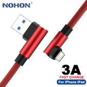 Καλώδιο USB 90 μοιρών για iPhone 13 12 11 Pro Max Xs X XR 6 6s 7 8 SE iPad Mini Fast Charging Data Καλώδιο φόρτισης κινητού τηλεφώνου