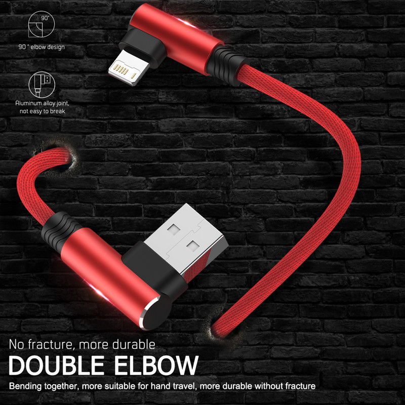 Καλώδιο USB 90 μοιρών για iPhone 13 12 11 Pro Max Xs X XR 6 6s 7 8 SE iPad Mini Fast Charging Data Καλώδιο φόρτισης κινητού τηλεφώνου