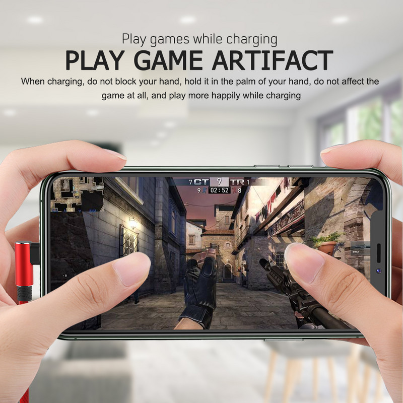 Καλώδιο USB 90 μοιρών για iPhone 13 12 11 Pro Max Xs X XR 6 6s 7 8 SE iPad Mini Fast Charging Data Καλώδιο φόρτισης κινητού τηλεφώνου