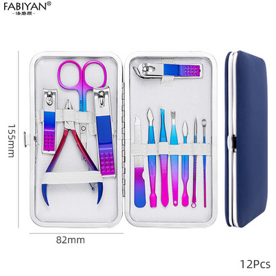 Set de 7-15 bucăți de tăietoare de manichiură cu gradient, foarfece din oțel inoxidabil, instrumente de cuțit pentru pedichiură