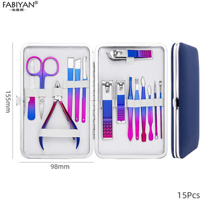 Set de 7-15 bucăți de tăietoare de manichiură cu gradient, foarfece din oțel inoxidabil, instrumente de cuțit pentru pedichiură