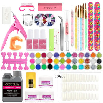 Nails Acrylic Set Powder Glitter Manicure Set For Nail Art Kit Gems Διακόσμηση Crystal Rhinestone Brush Tools Kit for Manicure