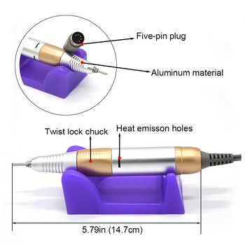 Ηλεκτρικό μηχάνημα μανικιούρ 35000RPM με 6 τρυπάνια Ηλεκτρικό σετ τρυπανιού νυχιών για λάκα νυχιών Remove Manicure Drill Nail Master