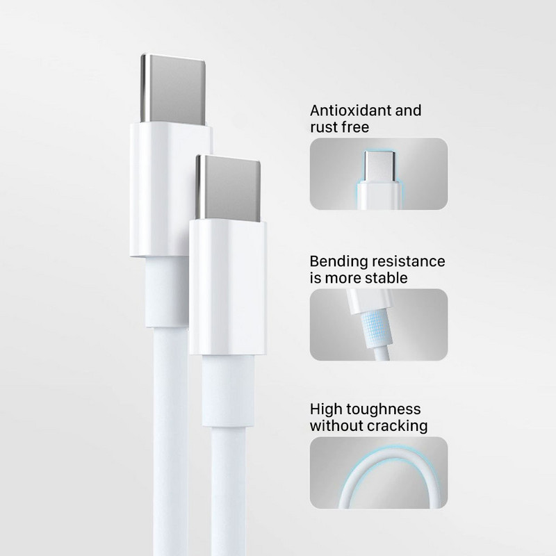 Cablu de încărcare USB-C 2m USB2.0 5A încărcare rapidă Aplicabil pentru MacBook/Pro/Air iPad Pro și adaptor de alimentare tip C 100W 30W 61W 87W