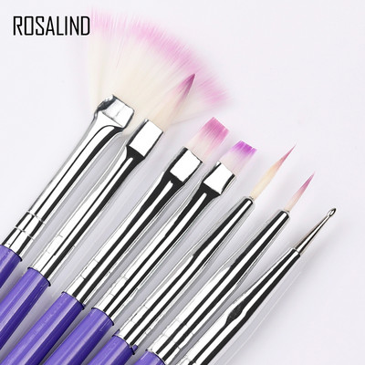 ROSALIND 7PCS Set kistova za manikuru za crtanje kistova za crtanje noktiju Dotting Design Set četkica za manikuru Gel lakovi Alati