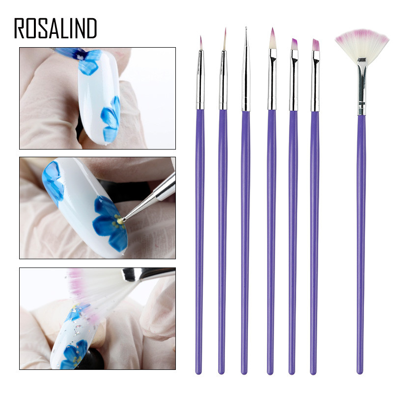 ROSALIND 7 DB manikűr ecsetek készlet körömdíszítéshez festő ecsetek Dotting Design manikűr körömkefe készlet gél lakkok eszközök