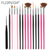 FlorVida Nail Art Brushes Kit Makeup Tools For Manicure Accessories Visokokvalitetni profesionalni pribor Kolinsky Scrub Pen Set