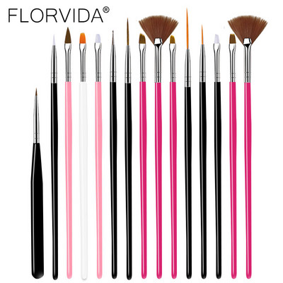 FlorVida Nail Art Brushes Kit Инструменти за гримиране Аксесоари за маникюр Висококачествени професионални консумативи Kolinsky Scrub Pen Set