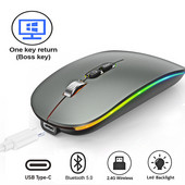 Mouse fără fir Bluetooth 2.4G cu mod dublu Funcție de desktop cu un singur clic Mouse reîncărcabil și silențios cu iluminare de fundal tip C pentru laptop PC Nou