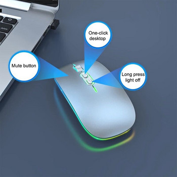 Dual Mode Bluetooth 2.4G Wireless Mouse One-Click Desktop Function Type-C Акумулаторни тихи мишки с подсветка за лаптоп PC Ново