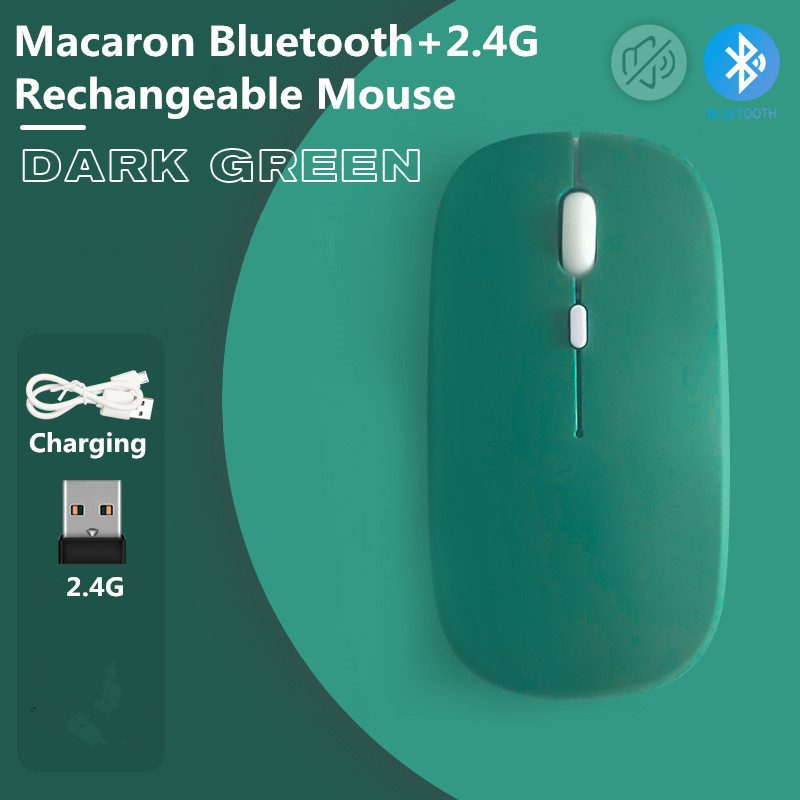 Újratölthető vezeték nélküli Bluetooth egér 2.4G USB egerek Androidhoz Windows Tablet Laptop Notebook PC IPAD mobilhoz