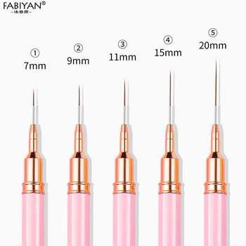 7/9/11/15/20mm Σετ πινέλων Nail Art Liner DIY Lines Drawing Stripe Flower Painting Pen Pink
