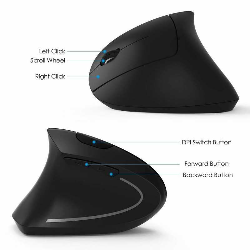 CHYI Ergonomski okomiti miš 2.4G bežični desna lijeva ruka Računalni miševi za igranje 6D USB optički miš Gamer Mause za prijenosno računalo