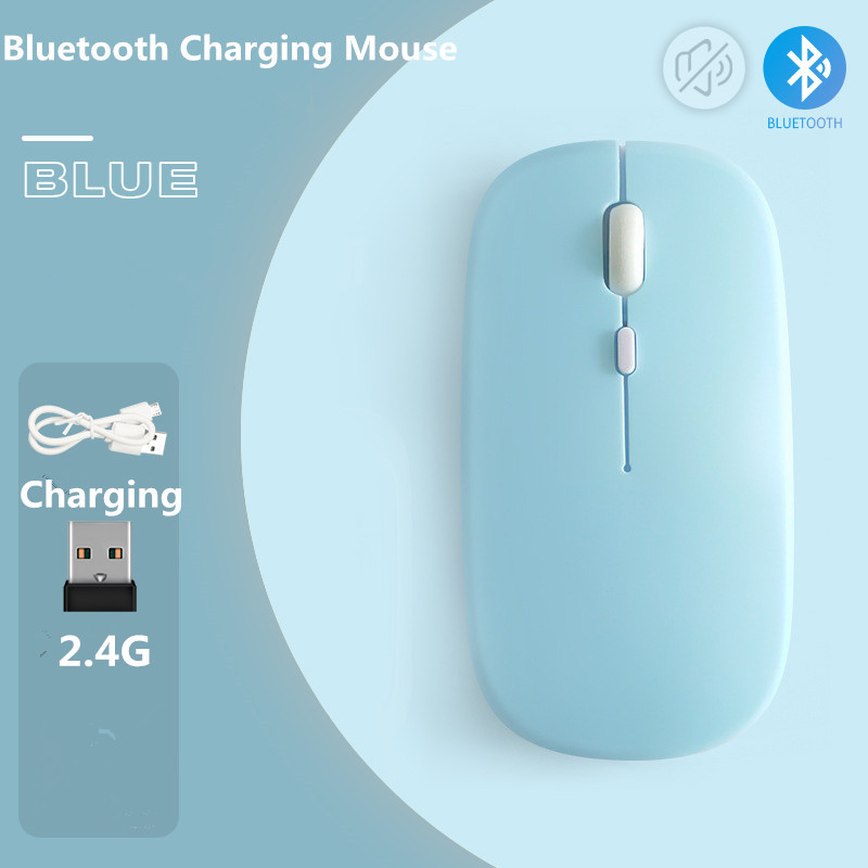 Macaron újratölthető vezeték nélküli Bluetooth egér 2.4G USB egér Androidhoz Windows Tablet Laptop Notebook PC IPAD mobilhoz