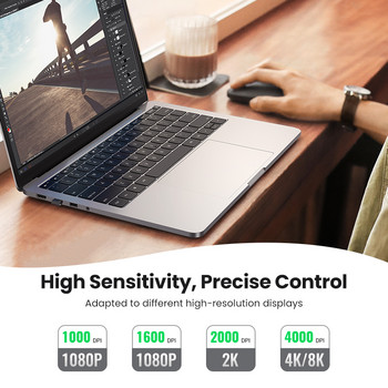 Мишка UGREEN Безжична Bluetooth безшумна мишка 4000 DPI За MacBook Tablet Computer Laptop PC Mice Slim Quiet 2.4G Wireless Mouse