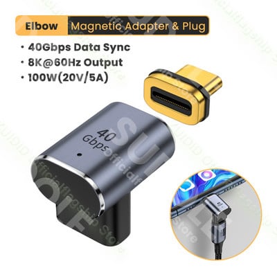 USB4.0 Thunderbolt3 40Gbps magnetski adapter USB C na tip C 100W brzo punjenje magnetski pretvarački kabel 8K@60Hz USB tip C adapter