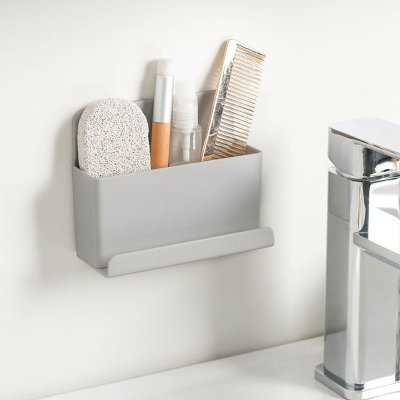 Самозалепващ се стенен държач за зареждане на телефон Стойка Дистанционно управление Климатик Кутия за съхранение Домашен офис Съхранение и организация