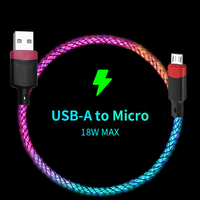 Greito įkrovimo RGB laidas 100W kvėpuojantis šviesos 66W tipo C USB C duomenų kabelis skirtas iPhone Samsung Huawei 30W greitas įkrovimas, skirtas Xiaomi