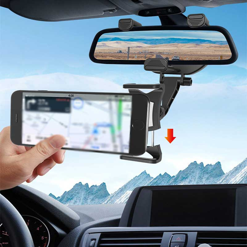 Suport pentru telefon pentru oglindă retrovizoare auto la 360° Suport universal pentru telefon pentru vehicule Suport GPS rotativ Suport reglabil pentru telefon Suport pentru celule
