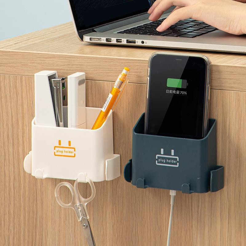 Pie sienas stiprināma organizatora kastīte Mājas biroja perforators Bezmaksas TV tālvadības pults glabāšana Tālruņa kontaktdakša Sienas turētājs uzlādes daudzfunkciju āķi