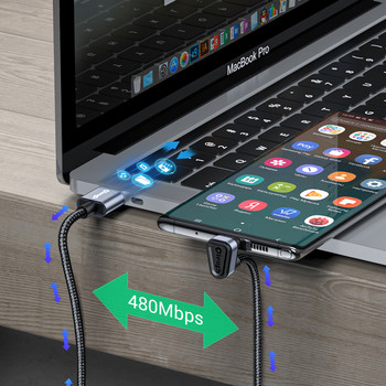 Elough 2m USB Type C 90 градуса бързо зареждане usb c кабел Type-c кабел за данни Зарядно устройство usb-c за Samsung S8 S9 Note 9 8 Xiaomi mi8 mi