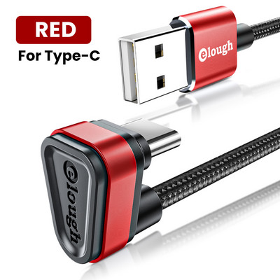 Elough 2m USB Type-C 90-stupňový rýchlonabíjací kábel USB-C dátový kábel Type-C nabíjačka USB-C pre Samsung S8 S9 Note 9 8 Xiaomi Mi 8 Mi