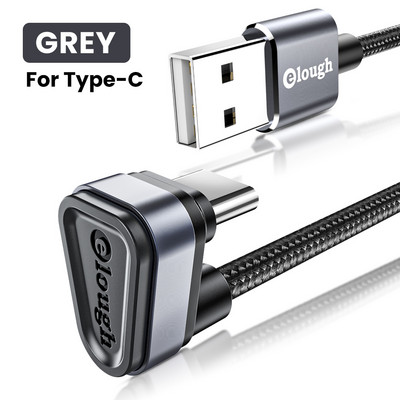 Elough 2m USB Type-C 90-stupňový rýchlonabíjací kábel USB-C dátový kábel Type-C nabíjačka USB-C pre Samsung S8 S9 Note 9 8 Xiaomi Mi 8 Mi