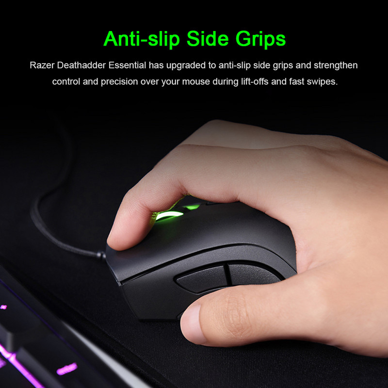 Herná drôtová myš Razer DeathAdder Essential, ergonomická profesionálna optická myš s 6400 DPI pre počítač a notebooky