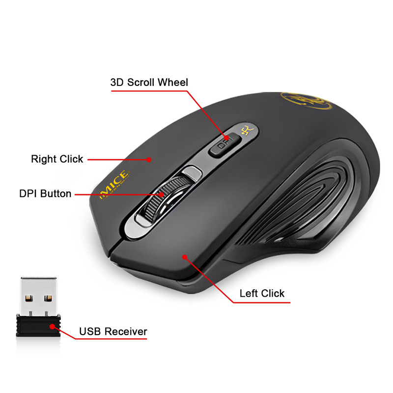 iMice USB 3.0 Receiver Wireless Mouse 2.4G Silent Mouse 4 Buttons 2000DPI Optical Computer Mouse Εργονομικά ποντίκια για φορητό υπολογιστή