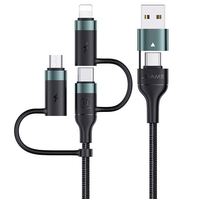 USAMS U62 PD 60W 3 σε 2 Καλώδιο δεδομένων γρήγορης φόρτισης Τύπος C Lightning καλώδιο Micro USB για iPhone iPad MacBook Huawei Xiaomi Samsung