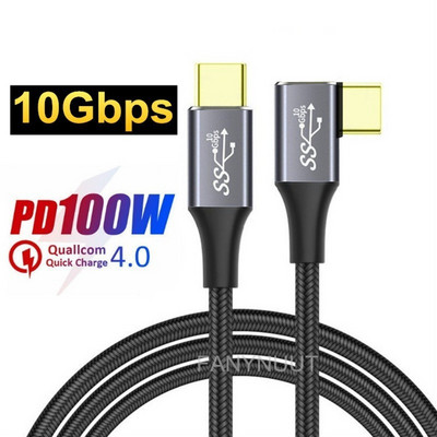 USB 3.2 Gen2 10Gbps Thunderbolt Elbow kabel USB C 4K Vidio Type C 5A 100W Type-C Quick Cord za Macbook Pro USB3.1 Gen2 kabel