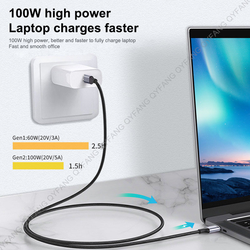 USB 3.2 Gen2 10Gbps Thunderbolt Elbow kabel USB C 4K Vidio Type C 5A 100W Type-C Quick Cord za Macbook Pro USB3.1 Gen2 kabel