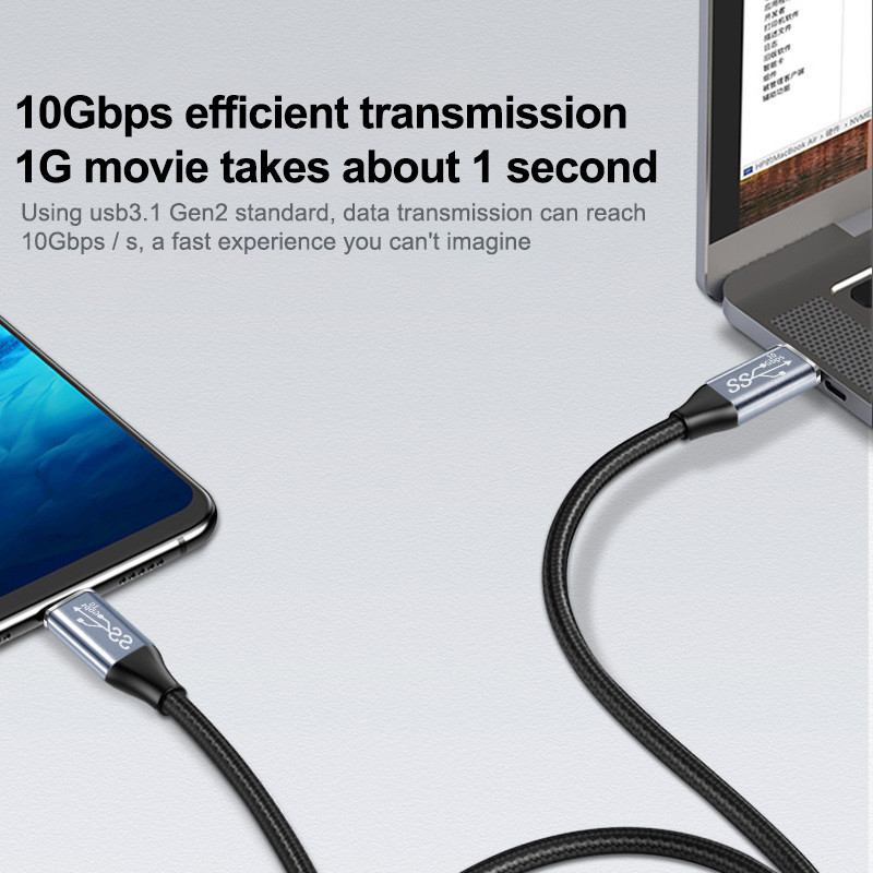 USB 3.2 Gen2 10Gbps Thunderbolt Elbow kabel USB C 4K Vidio Type C 5A 100W Type-C Quick Cord za Macbook Pro USB3.1 Gen2 kabel