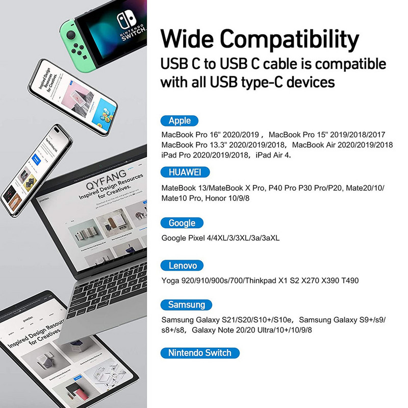 USB 3.2 Gen2 10Gbps Thunderbolt Elbow kabel USB C 4K Vidio Type C 5A 100W Type-C Quick Cord za Macbook Pro USB3.1 Gen2 kabel