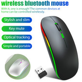 Mouse fără fir Bluetooth pentru gamer, computer fără fir reîncărcabil Mause RGB LED cu iluminare din spate Mouse ergonomic pentru jocuri pentru laptop, computer, șoareci