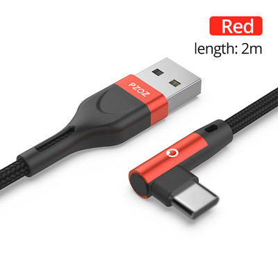 PZOZ 90 μοιρών Καλώδιο usb Τύπος c Micro usb Τύπος C Γρήγορη φόρτιση Microusb Type-C Φορτιστής για δεδομένα xiaomi redmi note 9s 8 pro usb-c