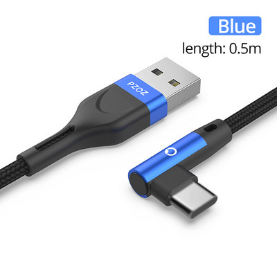 PZOZ 90 μοιρών Καλώδιο usb Τύπος c Micro usb Τύπος C Γρήγορη φόρτιση Microusb Type-C Φορτιστής για δεδομένα xiaomi redmi note 9s 8 pro usb-c
