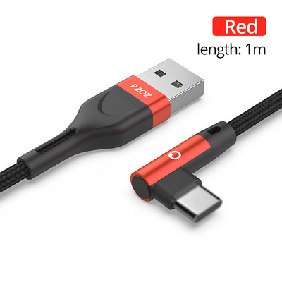 PZOZ 90 μοιρών Καλώδιο usb Τύπος c Micro usb Τύπος C Γρήγορη φόρτιση Microusb Type-C Φορτιστής για δεδομένα xiaomi redmi note 9s 8 pro usb-c