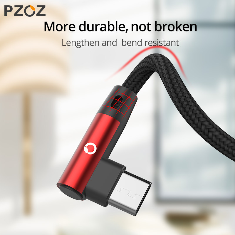 PZOZ 90 μοιρών Καλώδιο usb Τύπος c Micro usb Τύπος C Γρήγορη φόρτιση Microusb Type-C Φορτιστής για δεδομένα xiaomi redmi note 9s 8 pro usb-c