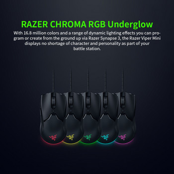 Razer Viper Mini Gaming Mouse 8500DPI Optical Sensor Chroma RGB Ενσύρματο ποντίκι 61g Ελαφρύ ποντίκι SPEEDFLEX Cable ποντίκια για gamer
