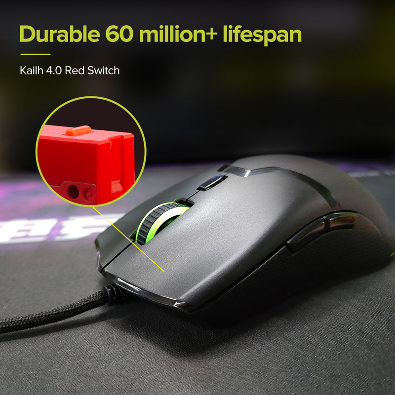 Delux M800 könnyű vezeték nélküli egér PAW3335 optikai érzékelő 16000DPI 70g RGB újratölthető, teljesen programozható PC játékosokhoz