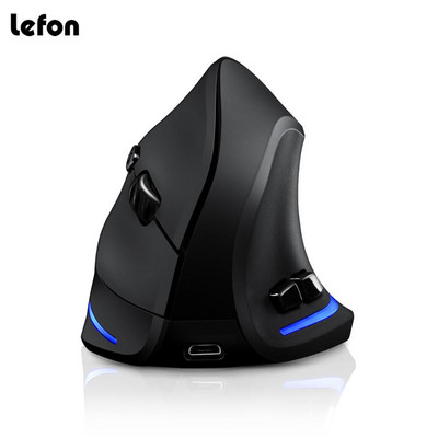 Mouse vertical fără fir Lefon Mouse ergonomic reîncărcabil RGB Mouse optic USB pentru Windows Mac 2400 DPI 2,4G pentru PUBG LOL