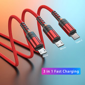 3 u 1 Kabel za brzo punjenje tipa C USB mikro kabel za Samsung Huawei Xiaomi POCO Dodaci za mobitele Punjač USB kabeli